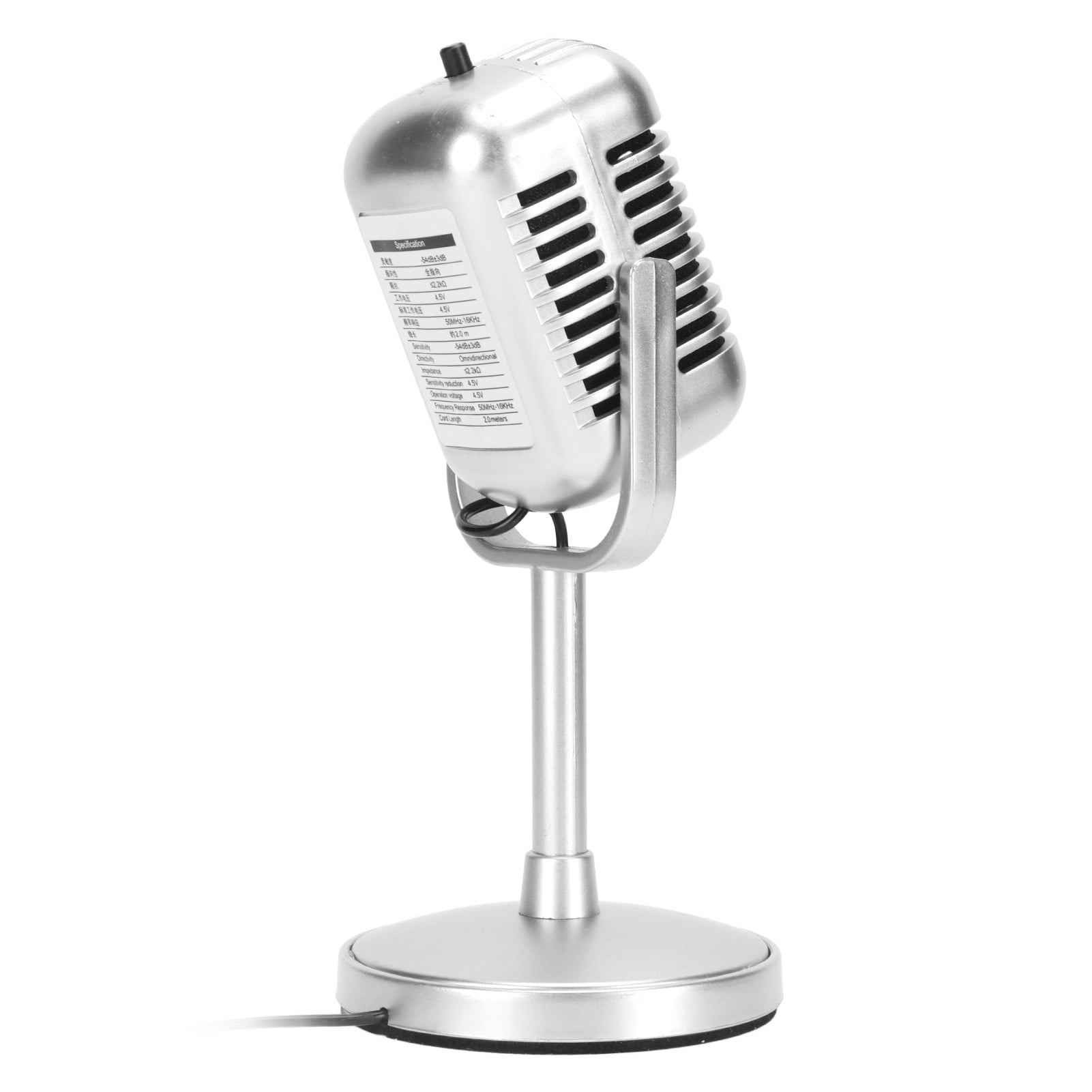 Retro Mic, Vintage Microphone Wired  Angle Clear Sound Lightweight  For Studio Recording