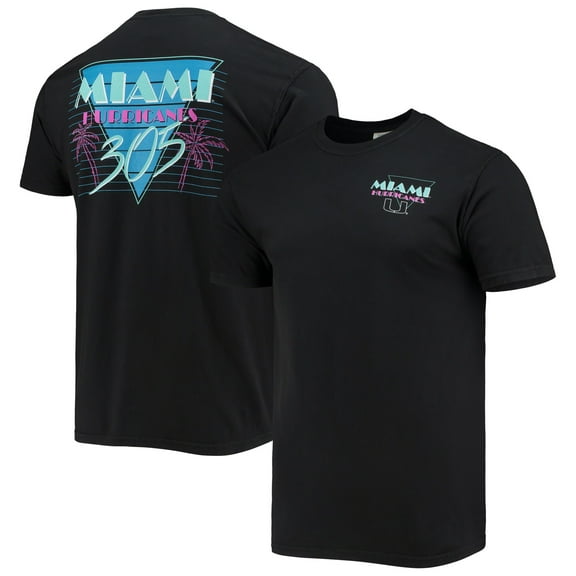 Men's Black Miami Hurricanes Miami Vice 305 Comfort Color T-Shirt
