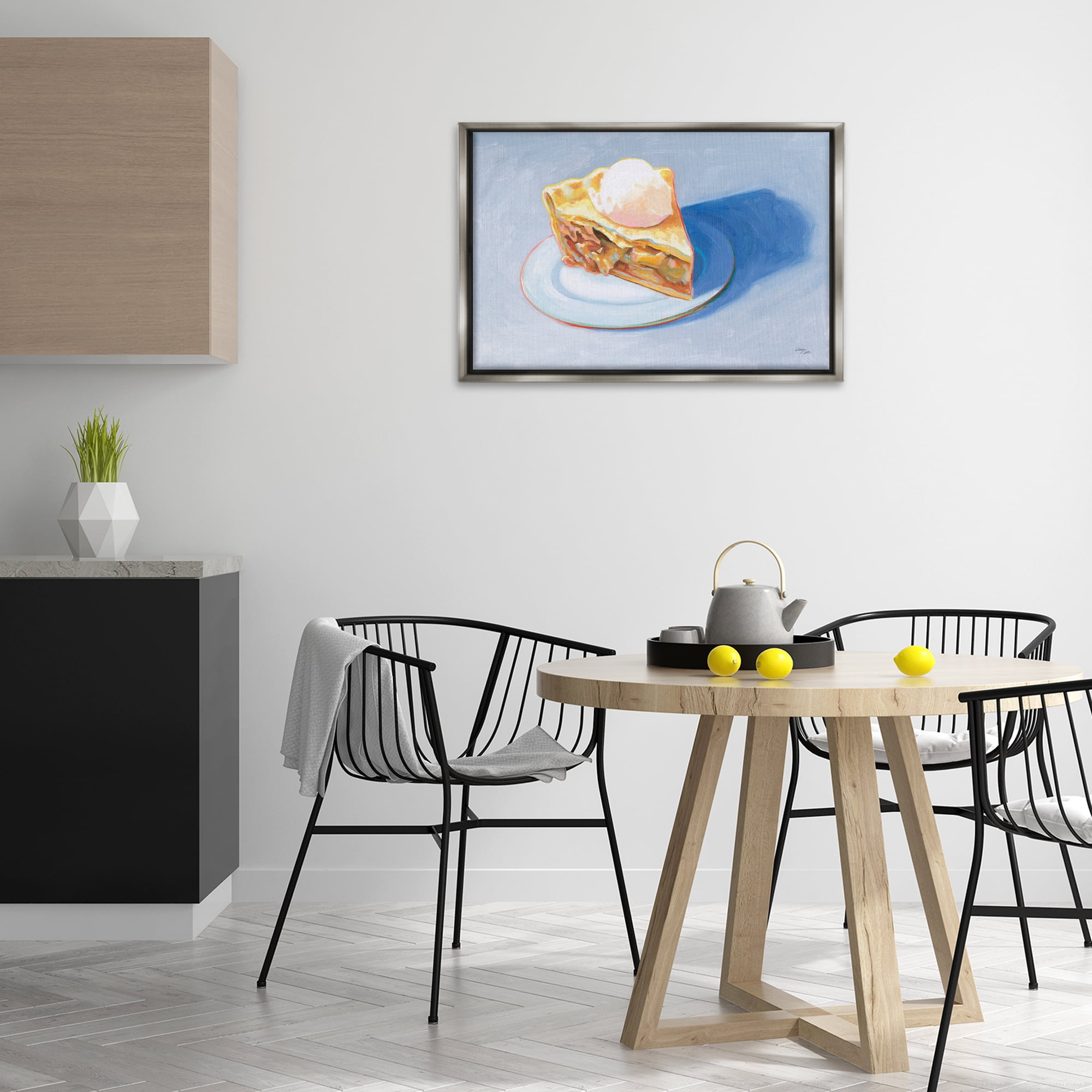 Stupell Industries Apple Pie Still Life Food & Beverage Painting Gray Floater Framed Canvas Art Print Wall Art, 31 x 21