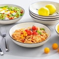 thumbnail image 6 of Bonita Pasta Bowls Set 6, 38 oz shallow bowls, ceramic Italian panels and salad bowls, microwave and dishwasher safe restaurant, in a variety of colors, 6 of 8