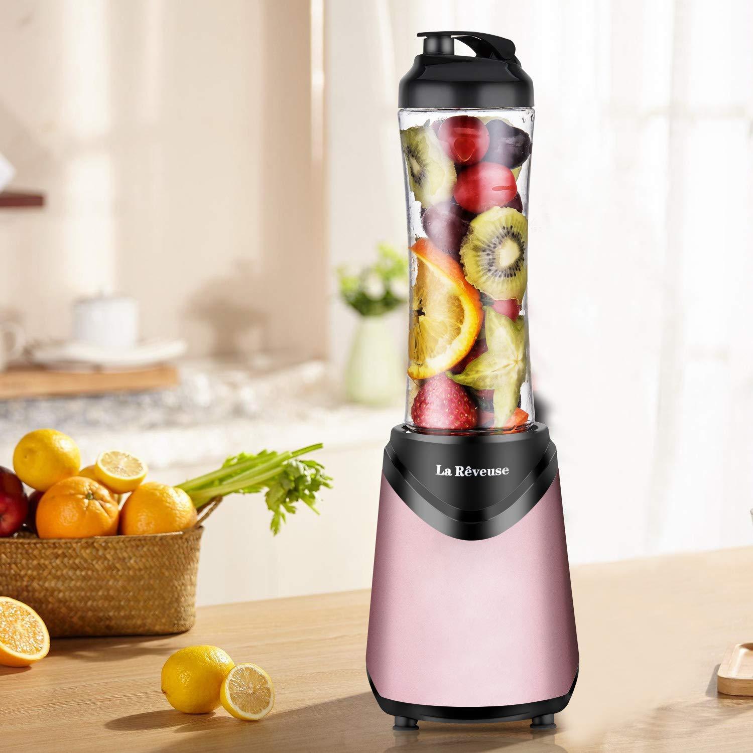 La Reveuse 300W Personal Smoothie Blender with 18 oz Bottle, Pink photo 8