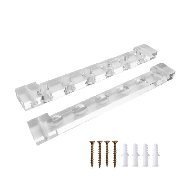 GSE Games & Sports Expert 2-Piece Acrylic Wall Mounted Billiard Cue Rack. Pool Cue Stick Rack with Screw Fitting for Game Room, Home, Bar - 6 Pool Cue