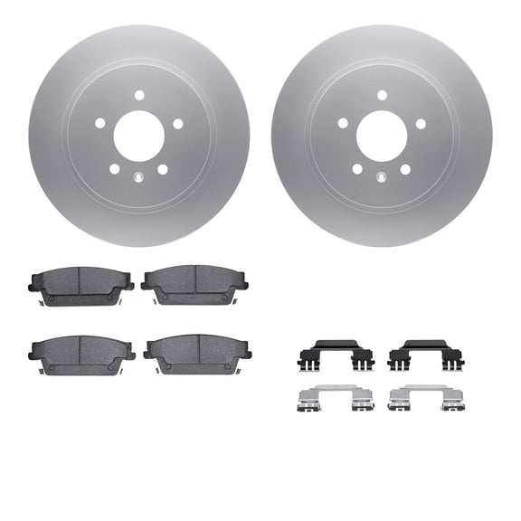 Dynamic Friction Company Rear Geospec Brake Rotors with 5000 Euro Ceramic Brake Pads includes Hardware 4612-46007