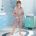 thumbnail image 5 of FORMRS Niños Bathrobe Unisex Hooded Robe Soft Plush Pajamas Sleepwear, Size 7-9T, Pink Shimmering Pattern, 5 of 7