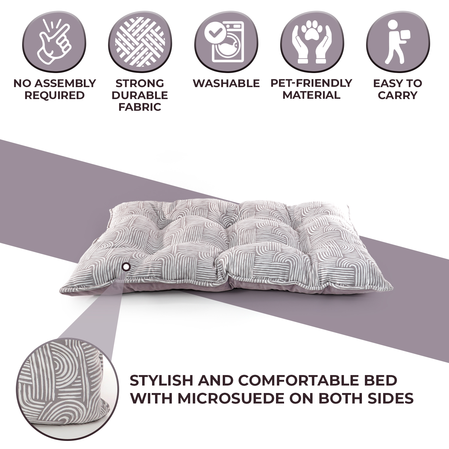 Elle Printed Microsuede Tufted Mat with Plush Bottom