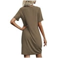 thumbnail image 4 of Yuyuzo T Shirts Dresses for Women Short Sleeve V Neck Mini Dress Ruched Hem Gradient Color Short Casual Dresses, 4 of 4