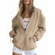 thumbnail image 1 of Sudaderas con Capucha y Cremallera para Mujer, Sudaderas Extragrandes, Conjuntos de Moda Escolar para Otoño, Chaquetas Informales, Ropa de Invierno Camello M, 1 of 9