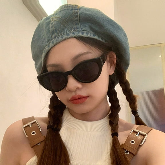 SikaFu Washed Denim Beret For Women, Summer , Retro Appearance, Small Bud Painter Hat, Japanese Versatile Big Headband Hat