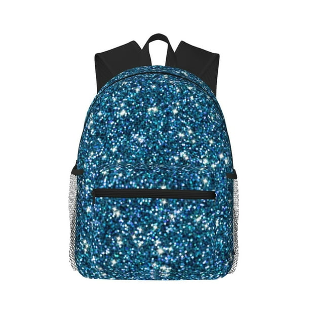 Easygdp Blue Glitter Mochila Casual para Portátil, Mochila para Escuela, Viajes, Negocios
