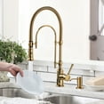 thumbnail image 2 of Wowow 20.7 in.Single Handle Convenient Pull Down Sprayer Kitchen Faucet in Brushed Gold with Soap Dispenser, 2 of 7