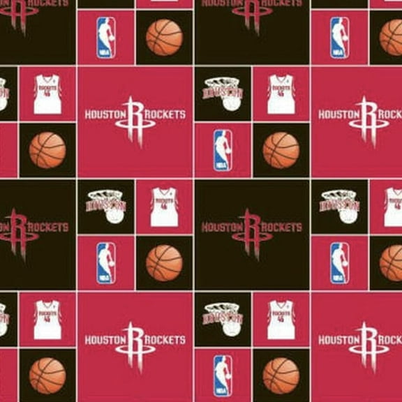 Sykel Enterprises Houston Rockets Patchwork Red/Black 100% Cotton Fabric sold by the yard