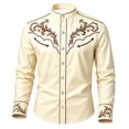 thumbnail image 4 of XIAOCHA Men's Western Scroll Print Button-Up Shirt Long Sleeve Shirts Country Holiday Casual Shirt, 4 of 4