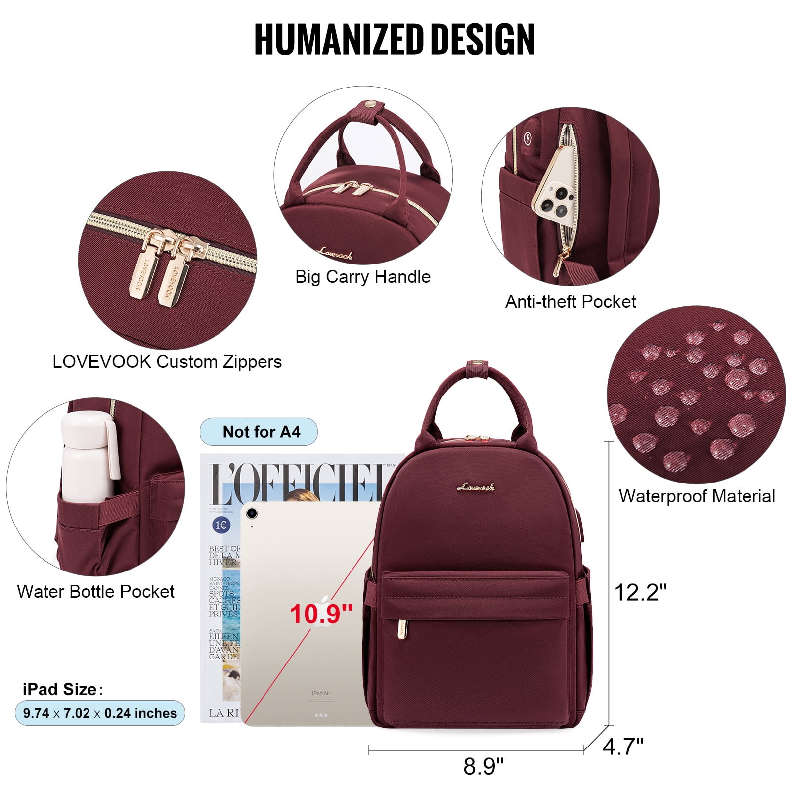 Lovevook Mini Backpack Purse for Women, Small Backpack Cute Fashion Daypack with USB Charging Port for Work Travel Daily Shopping Dating