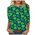 thumbnail image 1 of cfhntfmh Chemise de la Saint-Patrick pour Femmes Grande Taille Blouse Imprimée Manches 3/4 Col Rond Mode 2025, 1 of 5