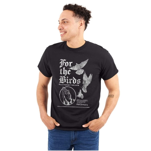 Christian Faith Pray For The Birds Men's Graphic T Shirt Tees Brisco Brands S