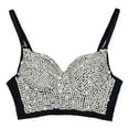 thumbnail image 1 of ELLACCI Women's Rhinestone Diamond Push up Bustier Crop Top Sexy Punk Corset Bra Black Small, 1 of 8