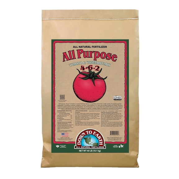 Down To Earth All Purpose Tomato & Vegetable Mix 4-6-2 Organic Plant Food, 40 lb Bag