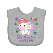 Inktastic My Auntie Loves Me- Cute Unicorn Boys or Girls Baby Bib