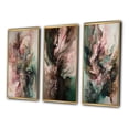 thumbnail image 3 of Designart "Inner Worlds of Marble Pink and Green III" Modern Geometric Framed Wall Art Set Of 3 - Pink Abstract Frame Canvas Set For Living Room Decor, 3 of 7