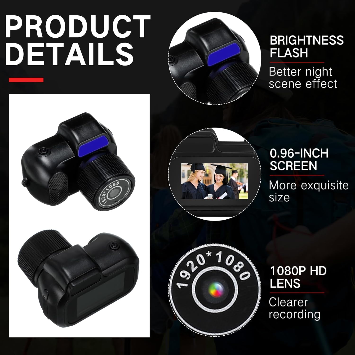 Mini Keychain Camera 1080p Mini Photo Video Camera Retro Portable Micro Video Camcorder with 100 Mins Long Battery Life for Travel Study Recording
