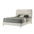 thumbnail image 2 of Contemporary 5pc Queen Upholstered Bed Dresser Mirror Chest Nightstand White, 2 of 8