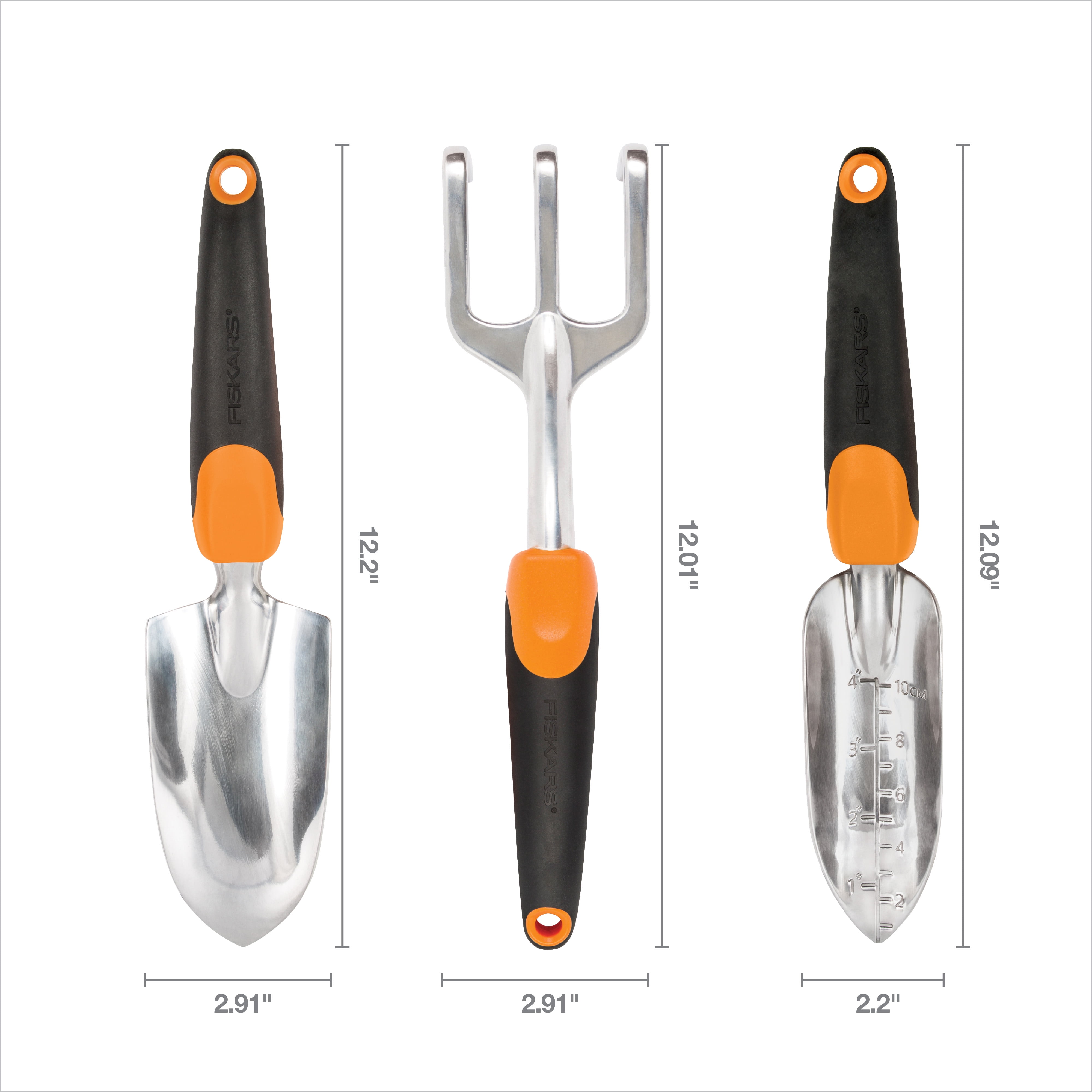 Fiskars 3-in-1 Gardening Tools - Trowel, Transplanter, Cultivator for Gardening - Lawn and Garden - Black/Orange