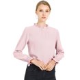 thumbnail image 1 of Allegra K Blusa Sólido Cuello Con Volantes Manga Larga Casual Elegante Para Mujeres Rosa XL, 1 of 7