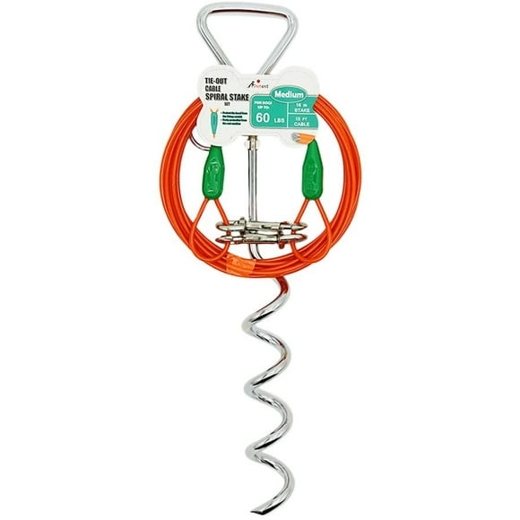 Petest Tie-Out Cable with Crimp Cover for Dogs Up to 35/60/90/125/250 Pounds, 15ft 25ft 30ft Length Available