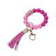 thumbnail image 1 of Llavero de silicona de cuentas pulsera llavero pulsera de cuentas con borla de cuero para las mujeres, 1 of 2