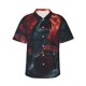 thumbnail image 1 of Balery Red Moon Shark Sailboat Camisas hawaianas de manga corta para hombre, camisas playeras de corte holgado, camisas de vacaciones con botones,Small, 1 of 7