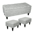 thumbnail image 3 of Fionafurn 43" Ottoman with Storage and 2 Footstools,Large Storage Bench for Bedroom, Living Room(Linen-Light gray), 3 of 11