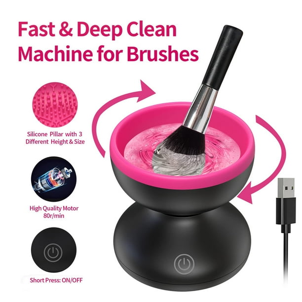 Portable Usb Electric Makeup Brush Cleaner Brush Washing Machine Makeup Brush  Cleaning Tool Black Red 9.3*9.3*9.8cm