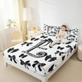 thumbnail image 4 of Feelyou Initial E Letter Queen Sheet Sets, Black Gothic Bow-tie Bowknot Flat Sheet, Teens Kids Girls Women Queen Fitted Sheet, Microfiber Bedroom Decor, 4pcs, 4 of 7