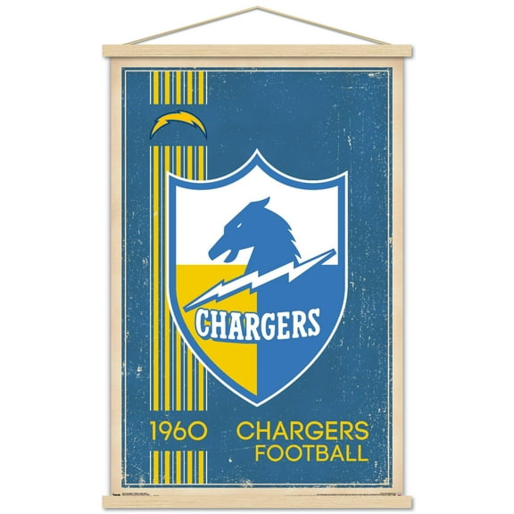 NFL Los Angeles Chargers - Retro Logo 17 Wall Poster with Wooden Magnetic Frame, 22.375" x 34"