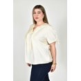 thumbnail image 2 of Blusa con detalle plisado Roman Fashion /Tallas Extras, 2761 (Hueso) crema 40, 2 of 6