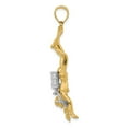 thumbnail image 2 of FB Jewels 14k White and Yellow Two Tone Gold 3D Female Scuba Diver Two-color - Vertical Pendant, 2 of 4