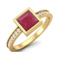 thumbnail image 2 of 5MM Square Shape Ruby Glass Filled 925 Sterling Silver Gold Vermeil July Birthstone Solitaire Mother's Day Gift Ring, 2 of 3