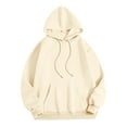thumbnail image 5 of Womens Long Sleeve Tops Fall Loose Fit Hooded Long-sleeved Kimono One Shoulder Drawstring Graphic Leisure Cotton Sweatshirts Hoodies(Beige,M), 5 of 5