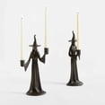 thumbnail image 5 of 2 Pcs Gothic Decorative Halloween Witch Candle Holder, Taper Candlestick, Spooky Halloween Tabletop Decoration for Living Room, Fireplace, Party & Indoor Display, A & B, 5 of 8