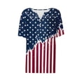 thumbnail image 7 of Mifsaly Independence Day Tops for Women 4Th Of July Cotton T-Shirt Henley V Neck Button Closure Short Sleeve Shirt Patriotic Stars and Stripes Print Loose Fit Flowy Top XXL, 7 of 7