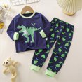 thumbnail image 2 of TOWED22 Little Big Boys Girls Pajamas Set Kids PJs Cotton Fall Winter Sleepwear 6-12 Months 12-24 Months 2t 3t 4t 5t 6t 7t 8t 9t Children,Green,1-2 Y, 2 of 6
