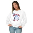thumbnail image 5 of Statue of Liberty America is Lit Joke Unisex Plus Fleece Graphic Sweatshirt Brisco Brands 4X, 5 of 6