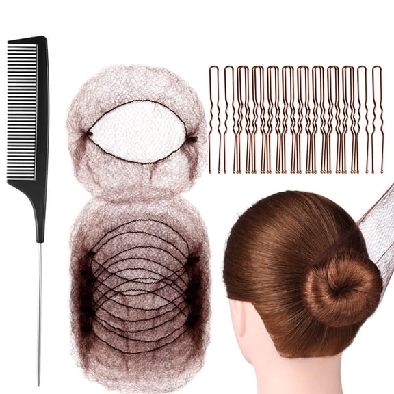 20PCS 50cm Invisible Hair Nets and 40 U-Clips   1 Comb, Dance Hair Styling Kit for Ballet, Gymnastics & Updo