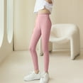 thumbnail image 2 of HAOTAGS Girls Summer Casual Pants, Comfortable High-Waisted Solid Breathable Yoga Tights Pink 7-8 Years, 2 of 6