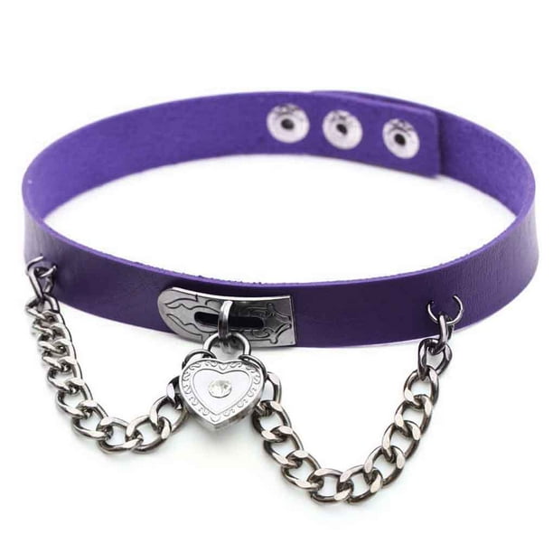 Minnieouse Punk PU cuero gargantilla cadena colgante corazón collares mujeres niñas gargantilla señora regalo joyería Ropa, zapatos y accesorios Miscelánea Púrpura Minnieouse PS11278-04