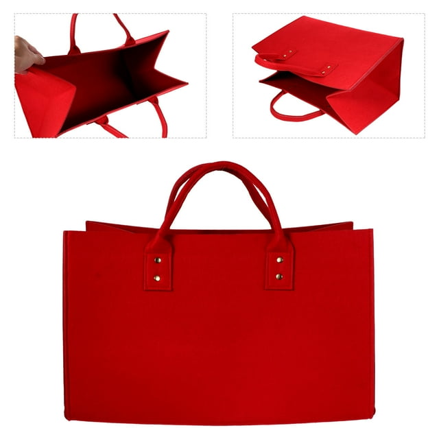 SHOWERORO 1Pcs Firewood Carry Bag Felt Red for Outdoor Camping