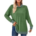 thumbnail image 1 of Timegard Tops for Women High Neck Long Sleeve Side Split Color Block Tshirts Fall Casual Loose Tops, 1 of 3