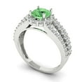 thumbnail image 2 of 1.76ct Round Cut Green Crystal 18k White Gold Engraving Statement Bridal Wedding Halo Designer Ring Size 10.5, 2 of 5