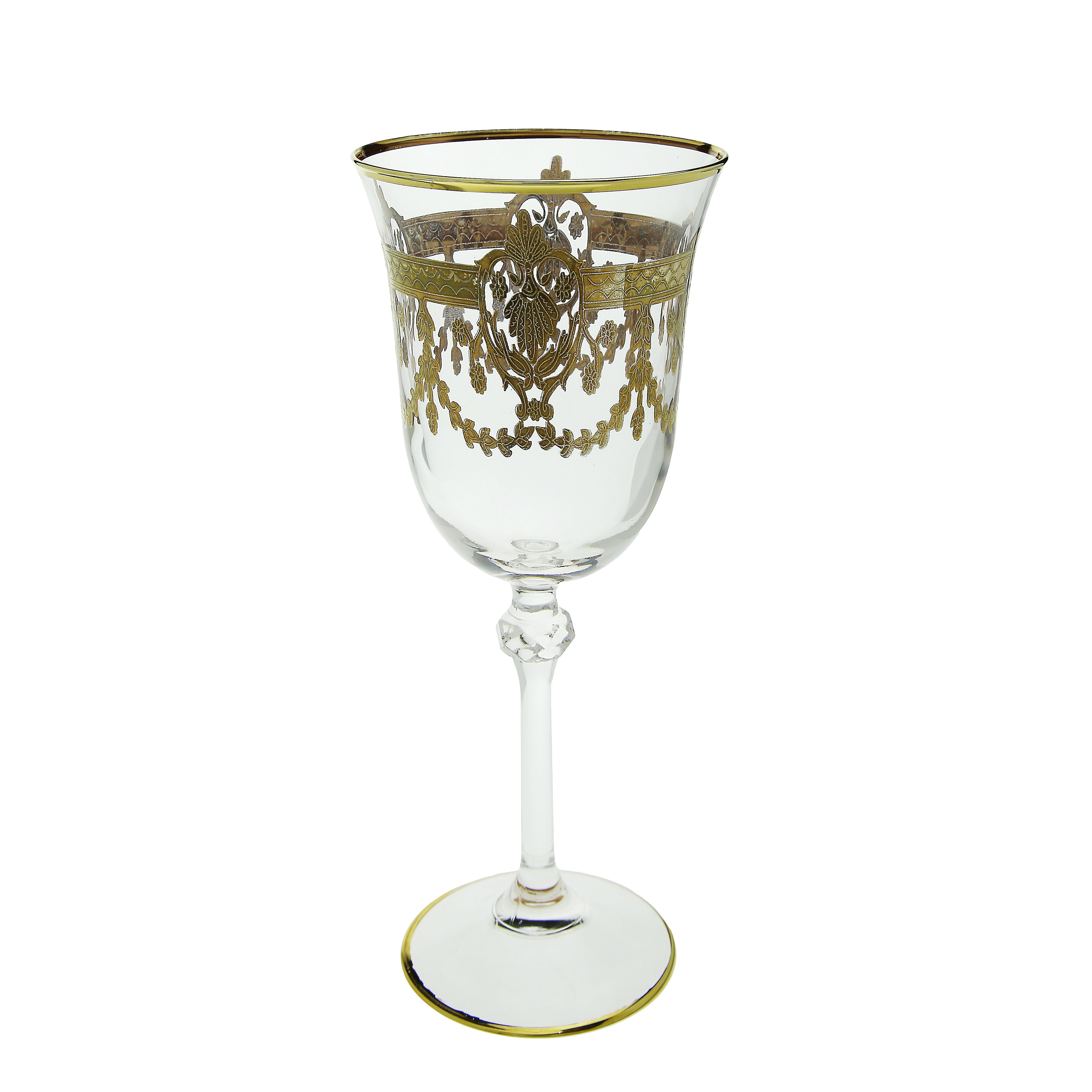 Set Of 6 Water Glasses 14K Gold Artwork Traditional Design Walmart