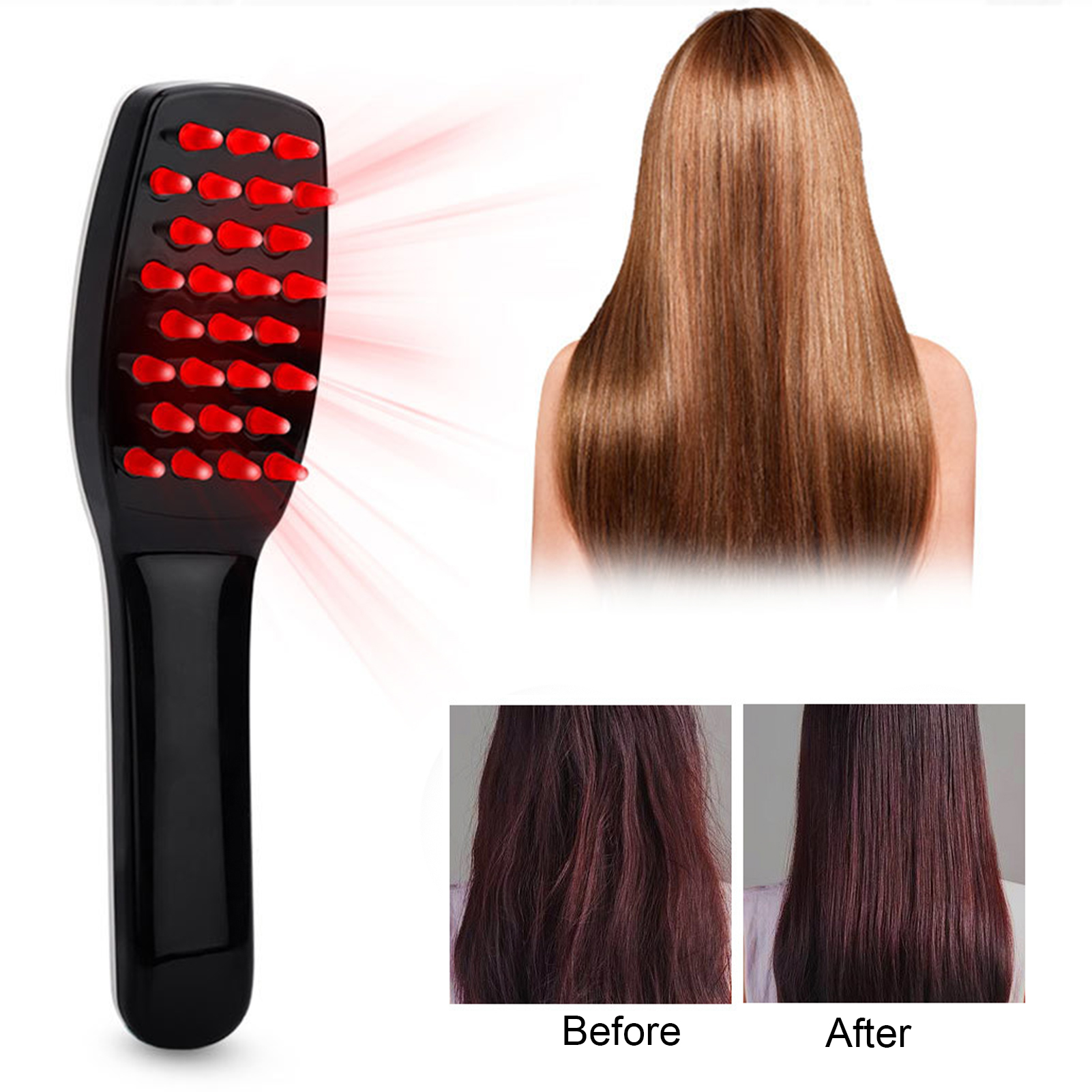 Happydeer Electric Hair Growth Comb Professional Scalp Massager Red Blue Light Therapy Hair Loss Treatment Portable Electric Massage Brush for Thinning Hair